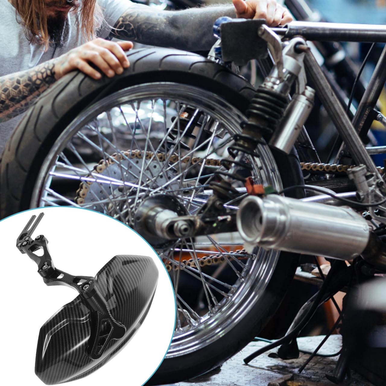 OUNONA Motorrad Hinterrad Kotflügel 15"X11"X2" Aluminiumlegierung Spritzschutz Radabdeckung Schutzblech Verlängerung Einfach Montage Für Reparatur
