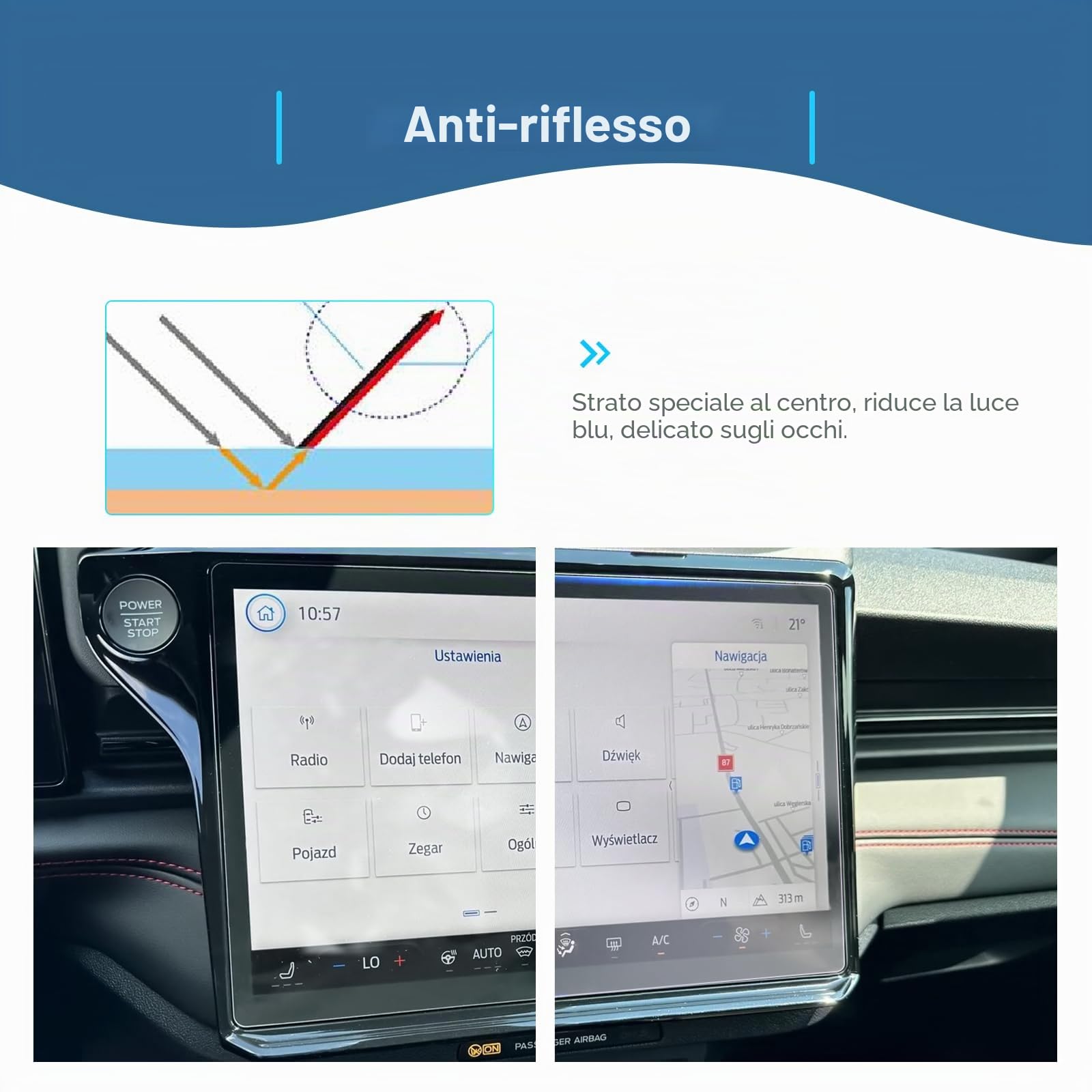 Pellicola protettiva per navigazione Ford Puma ST Line 2024-2025 SYNC 4 12 pollici accessori 2025