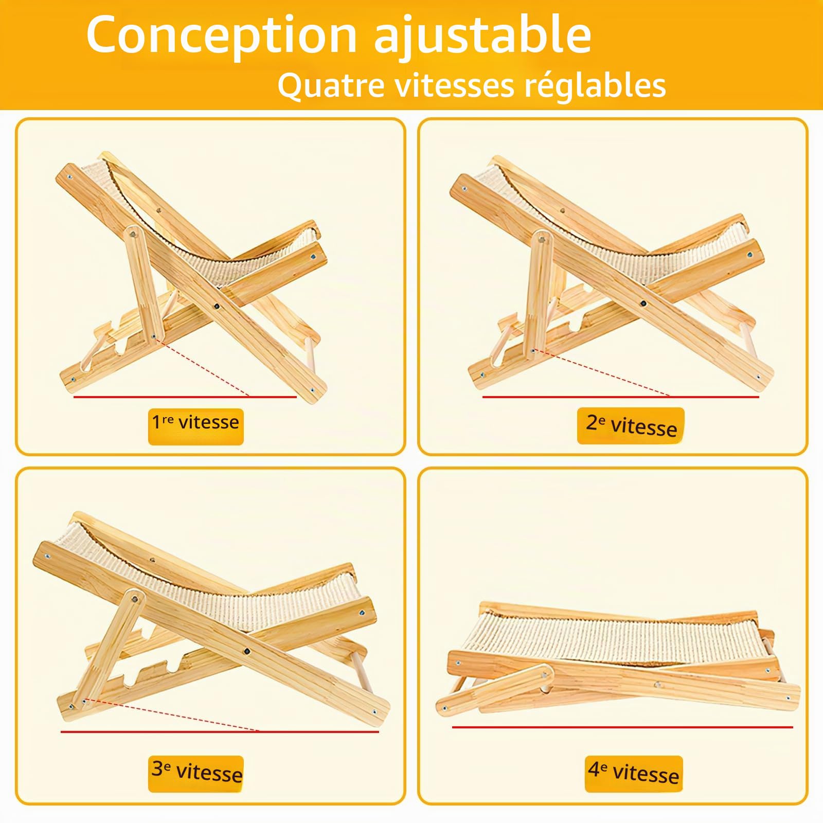 Lit pour Chat – Lit réglable avec hamac, Espace de Repos Stable pour Chats jusqu'à 10 kg, idéal pour Chats, Chiots et Petits Animaux, Chat Surface de grattage Populaire en sisal