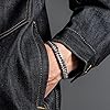 flintronic Men's Strong Antique Cuban Silver Bracelet, Fashion Retro 19cm Titanium Steel Simple Six-sided Flat Denim Bracelet #2
