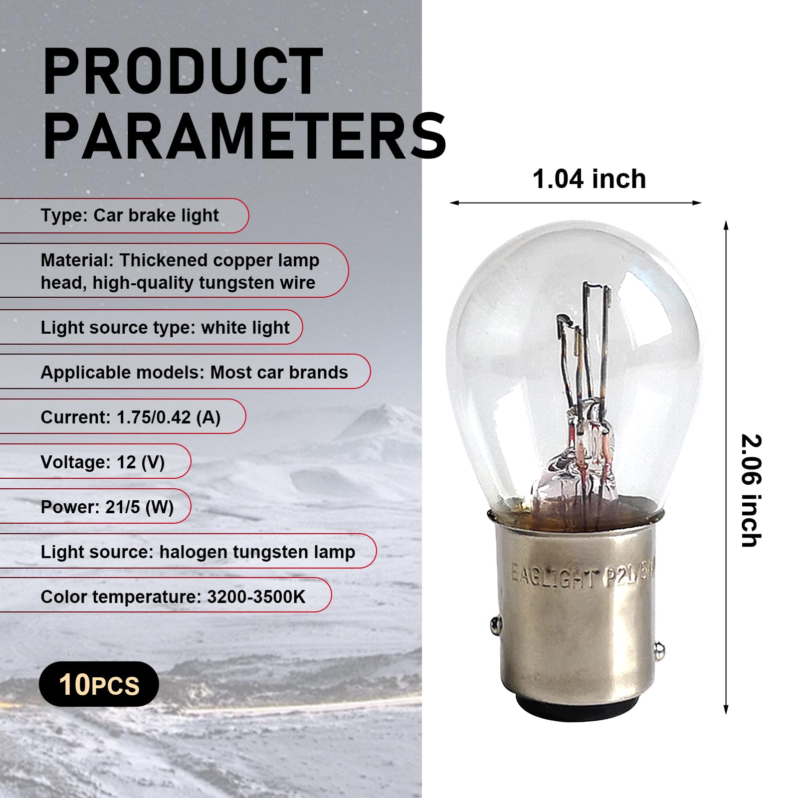 10PCS 1157 Bulb Tail High and Low Brake Light Bulb P21 5W S25 2057 2357 7528 BAY15D Light — view 2