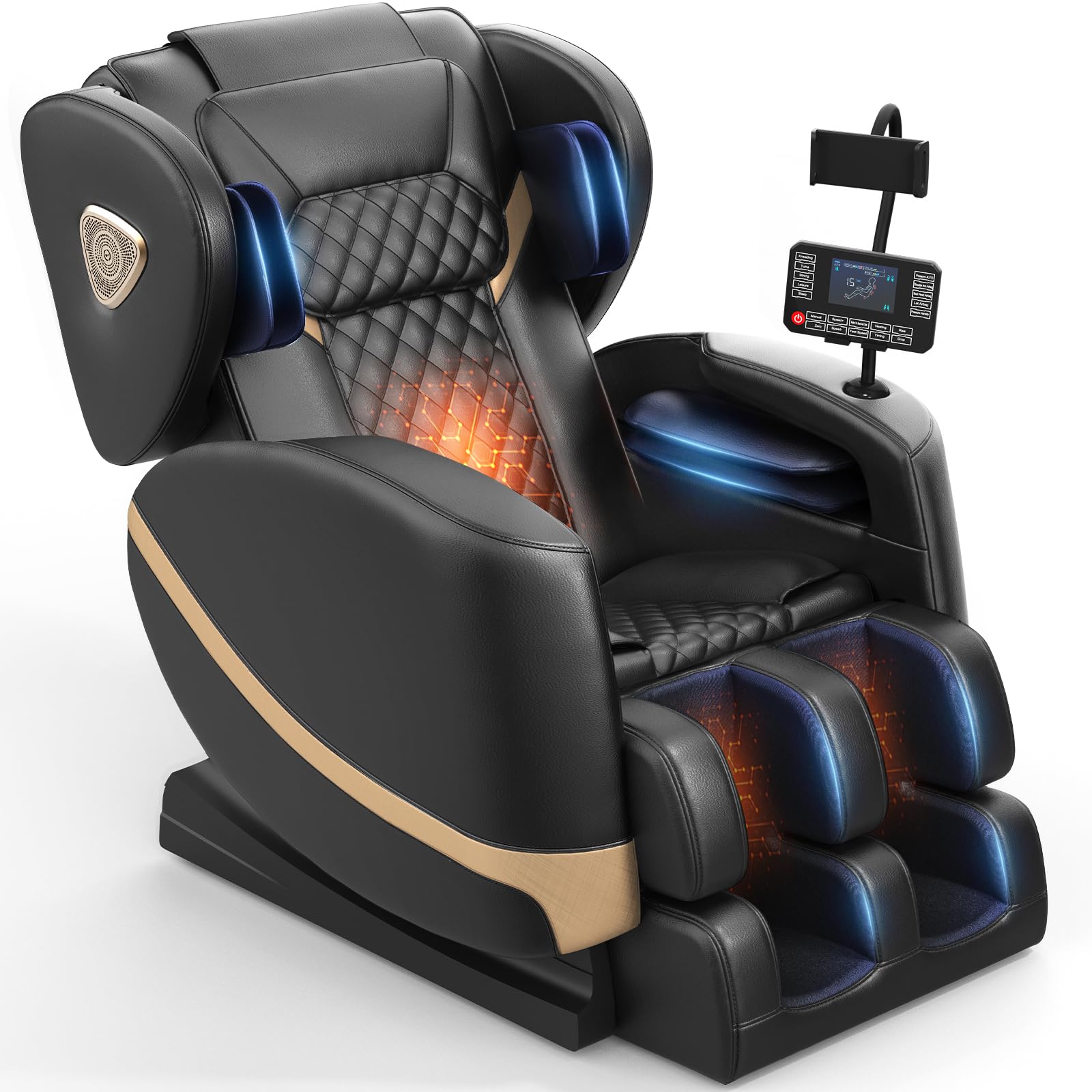 2025 Massage Chair Full Body, Zero Gravity Massage Chair with 10 Fix Rollers, Heating, Foot Massage, Auto Modes, Bluetooth Speaker, Touch Screen Controller (Classic Black)