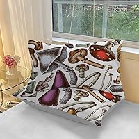 Vista 104 de SOULZZZ Juego de ropa de cama retro hippie tamaño matrimonial, edredón floral de hongos margaritas para niñas y mujeres, edredón negro con 2 fundas