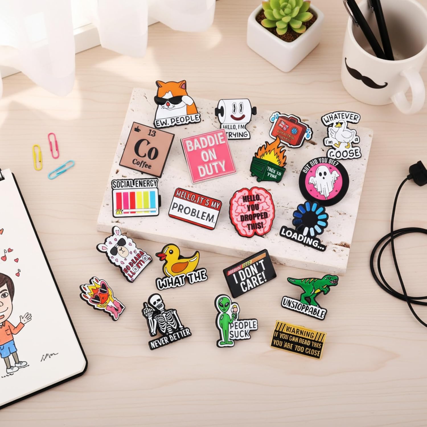 Funny Enamel Pins Cute Backpack Badge Pin Assorted Cartoon Enamel Lapel Badge Brooch for Backpacks Hats Shoes - Image 3