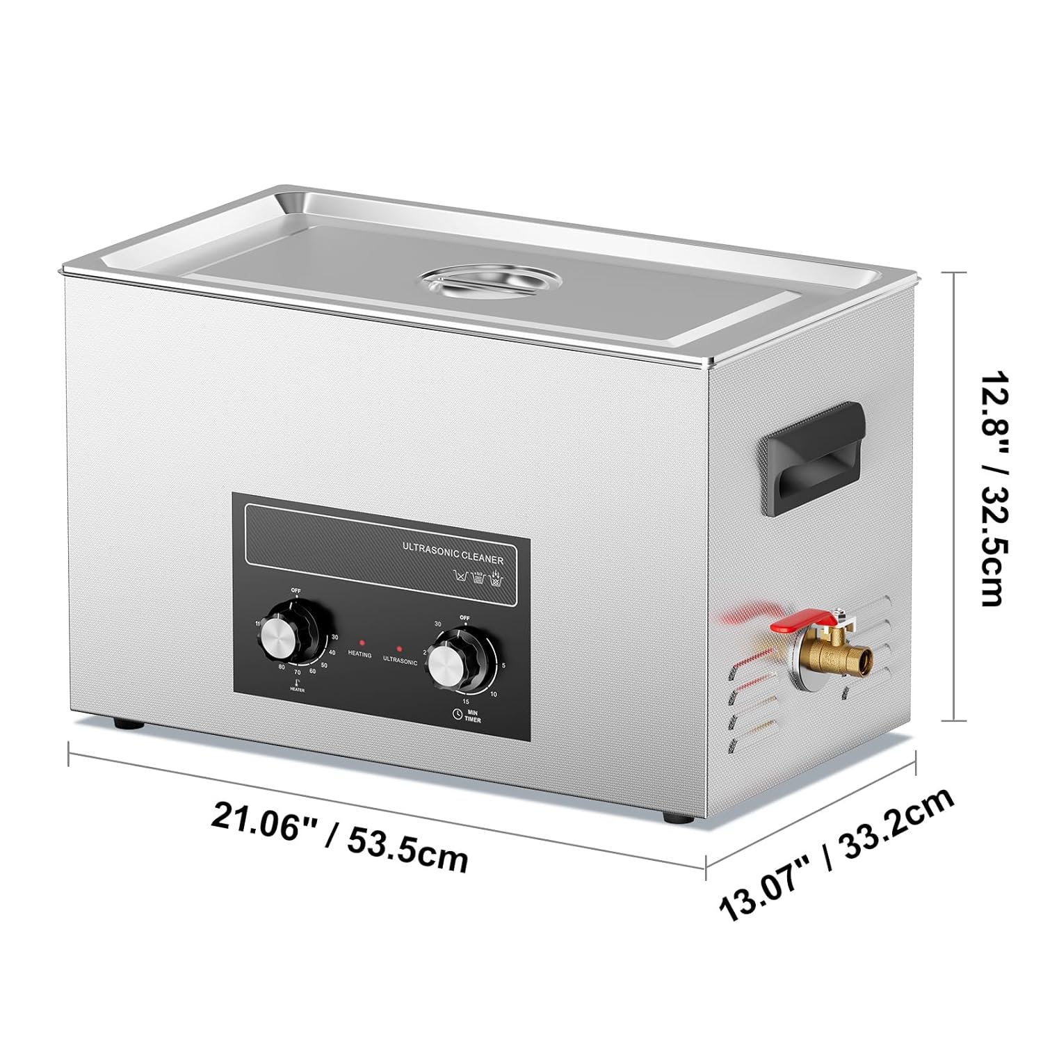 Happybuy 30L Ultrasonic Cleaner, 360W Digital Cavitation Machine with Heater & Timer, for Lab Tools, Auto Parts, Metal Parts, Carburetor, Brass