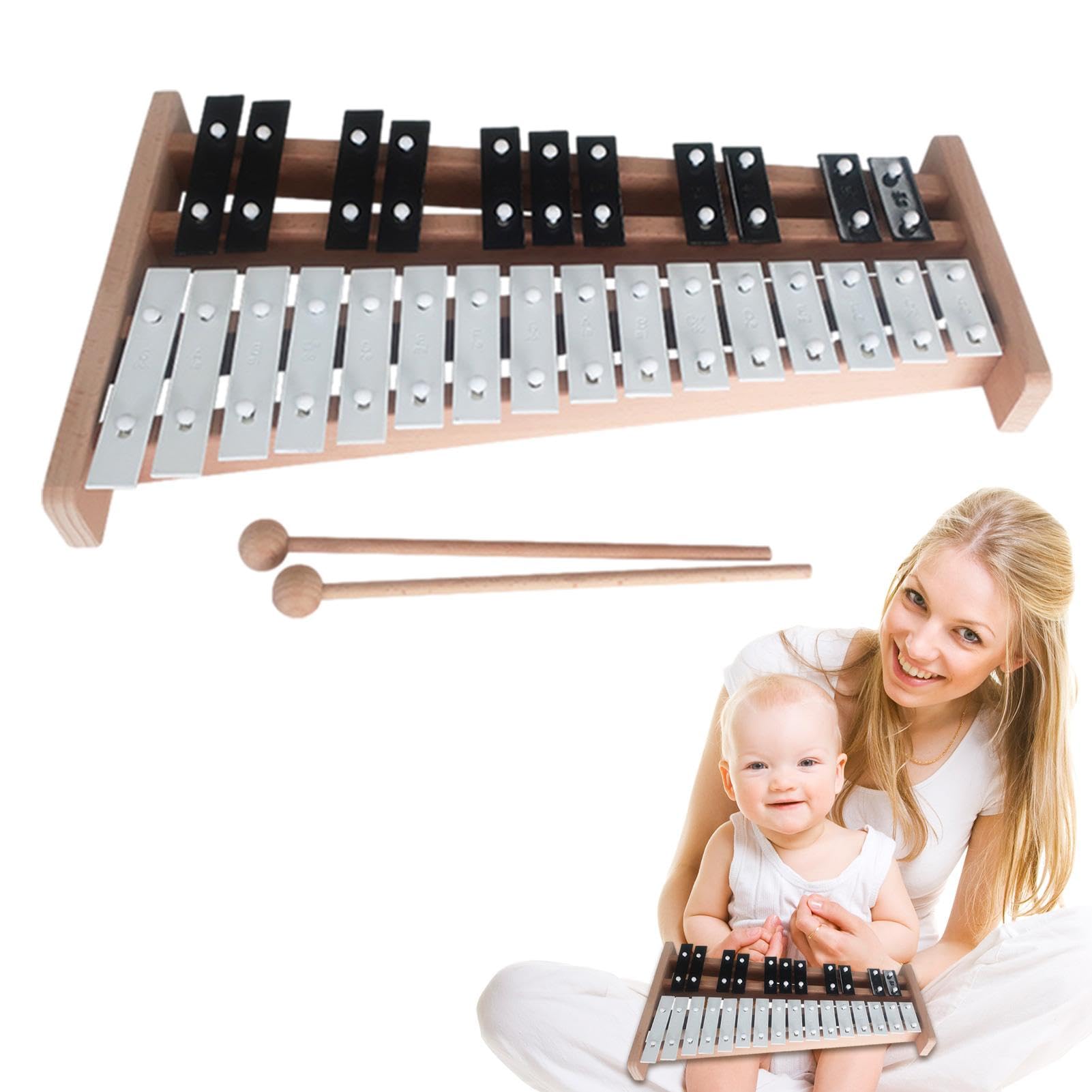 Générique Xylophone Professionnel | Instrument Glockenspiel Petit et Portable, Instrument Glockenspiel éducatif à 27 Notes, améliore la Coordination œil-Main