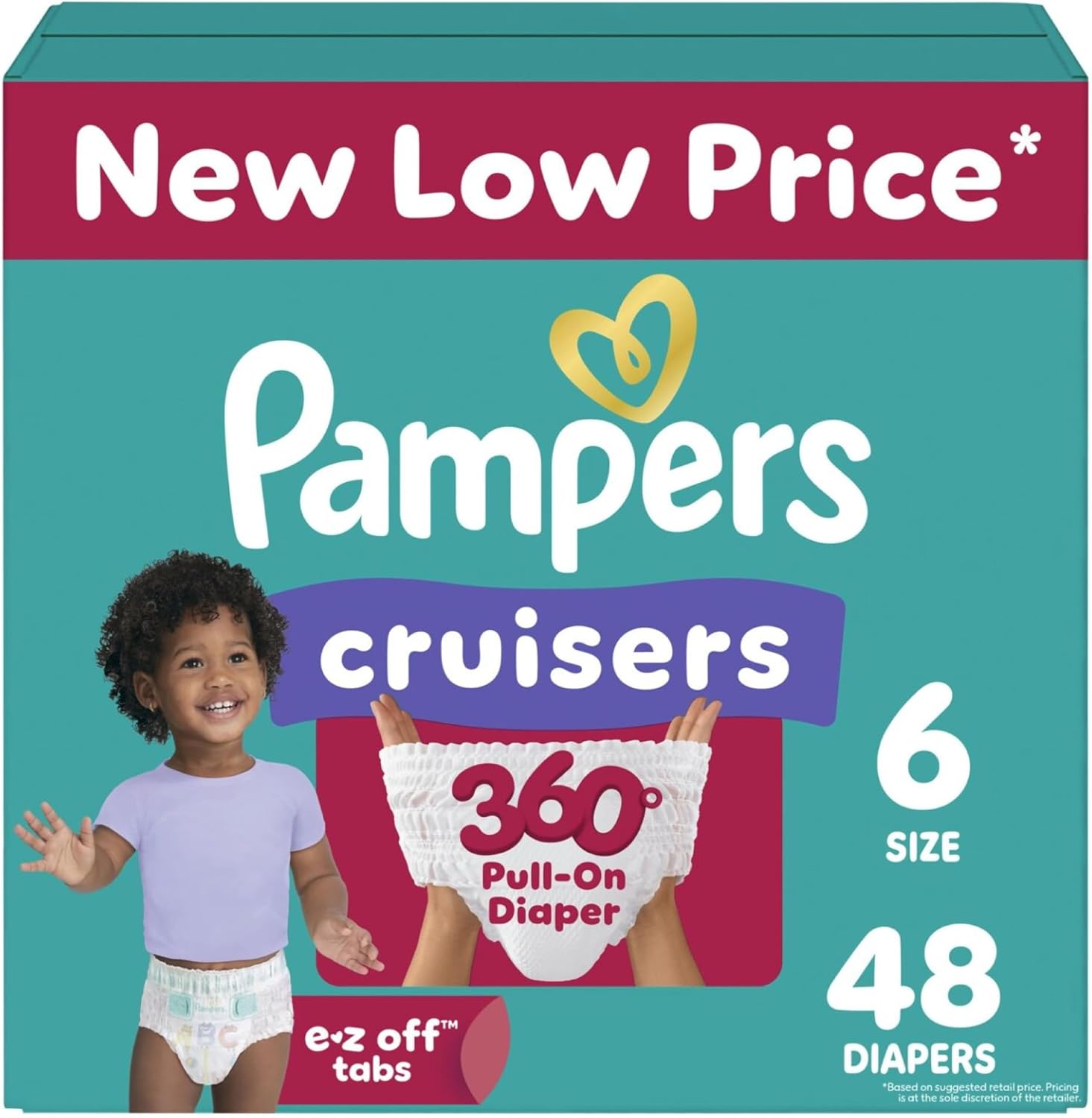 Pampers Diapers - Cruisers 360 - Size 6, 48 Count, Babyproof up to 100% Leakproof Pull-On Diaper Size 6 48