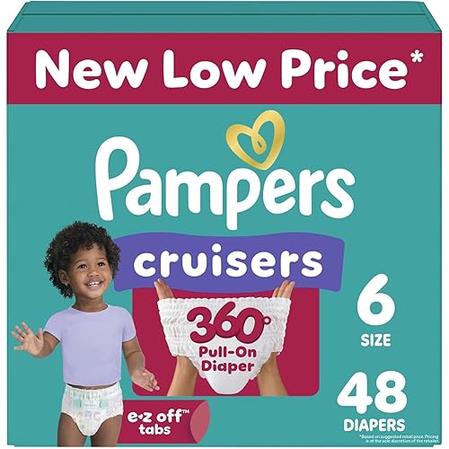 Pampers Diapers - Cruisers 360 - Size 6, 48 Count, Babyproof up to 100% Leakproof Pull-On Diaper