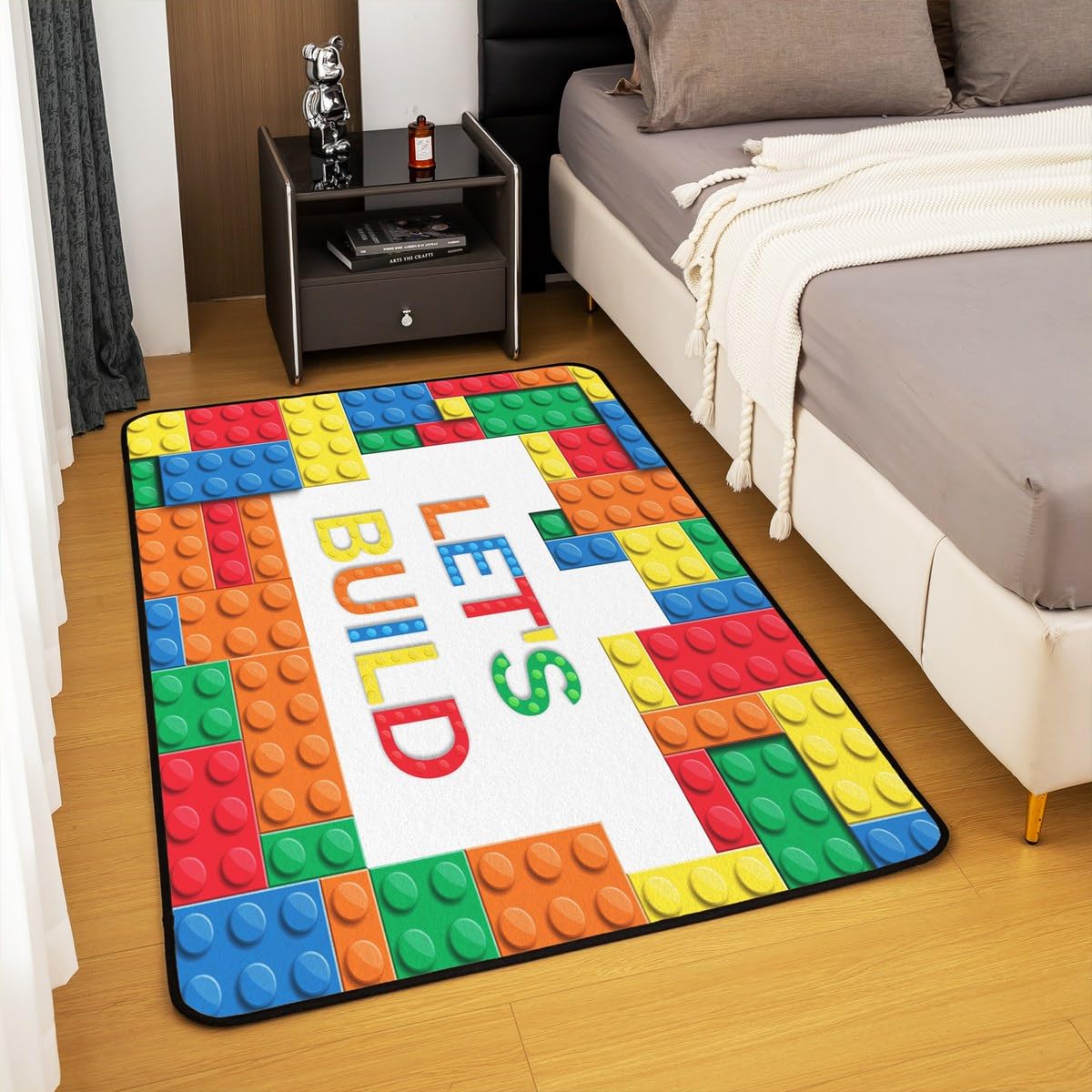 Homemissing Nadruk klocków dywan do salonu 150 x 200 cm dzieci cegła style akcentujący dywan dla chłopców nastolatków kolorowa mata podłogowa dla chłopców kochanka dywan dekoracyjny