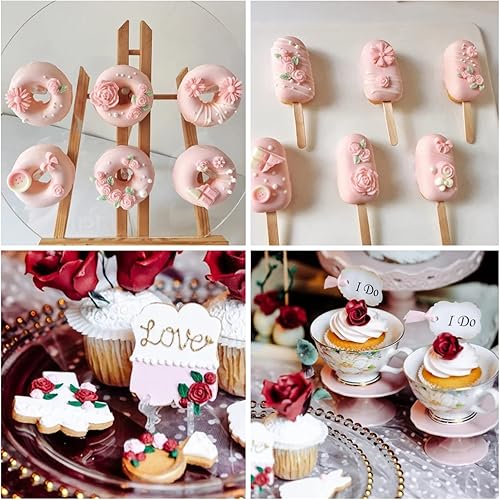 Miniatura 4 de Mujiang Juego de 4 moldes de silicona de crisantemo de flores de rosas para decorar pasteles, cupcakes, pasta de goma de mascar de chocolate,