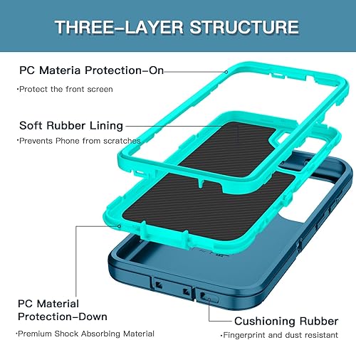Miniatura 10 de Hucasok Funda compatible con Samsung Galaxy S23 a prueba de golpes, resistente, protección de cuerpo completo, resistente al polvo y caídas, funda