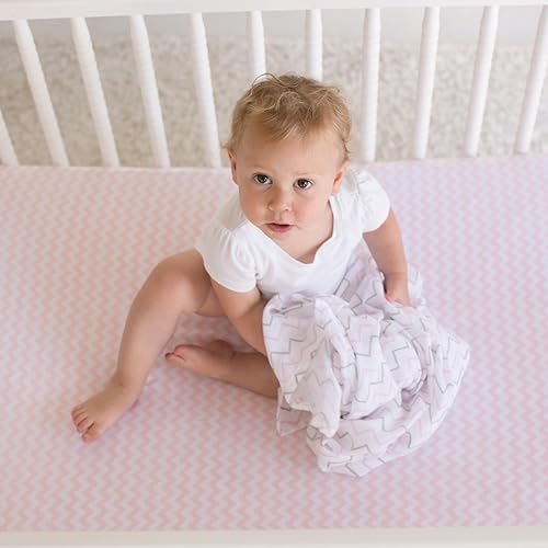 Miniatura 6 de sábana para cuna, de algodón, ropa de cama elástica para bebé de algodón, rayada y con lunares color rosa y blanco