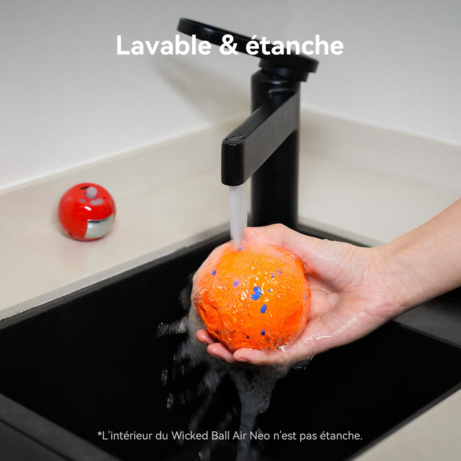 Cheerble Wicked Ball Air Neo – Le Ballon interactif Qui Calme Votre Chien avec Mode apaisant imitant Les battements de cœur, Auto-Rotatif, E-TPU, IPX7 étanche, pour Petites et Grandes Races, Orange