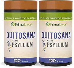 Kit 2x Quitosana com Psyllium 500mg 120 Cápsulas