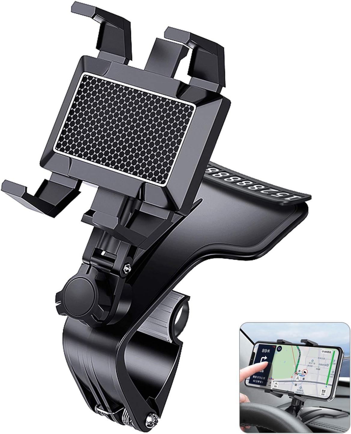Car Phone Holder Mount,Universal Dashboard Cell Phone Holder Clip, Adjustable 1200 Degree Free Rotation Car Phone Mount,Upgrade Dashboard Cell Phone Clip for 4 to 7 inch Smartphones