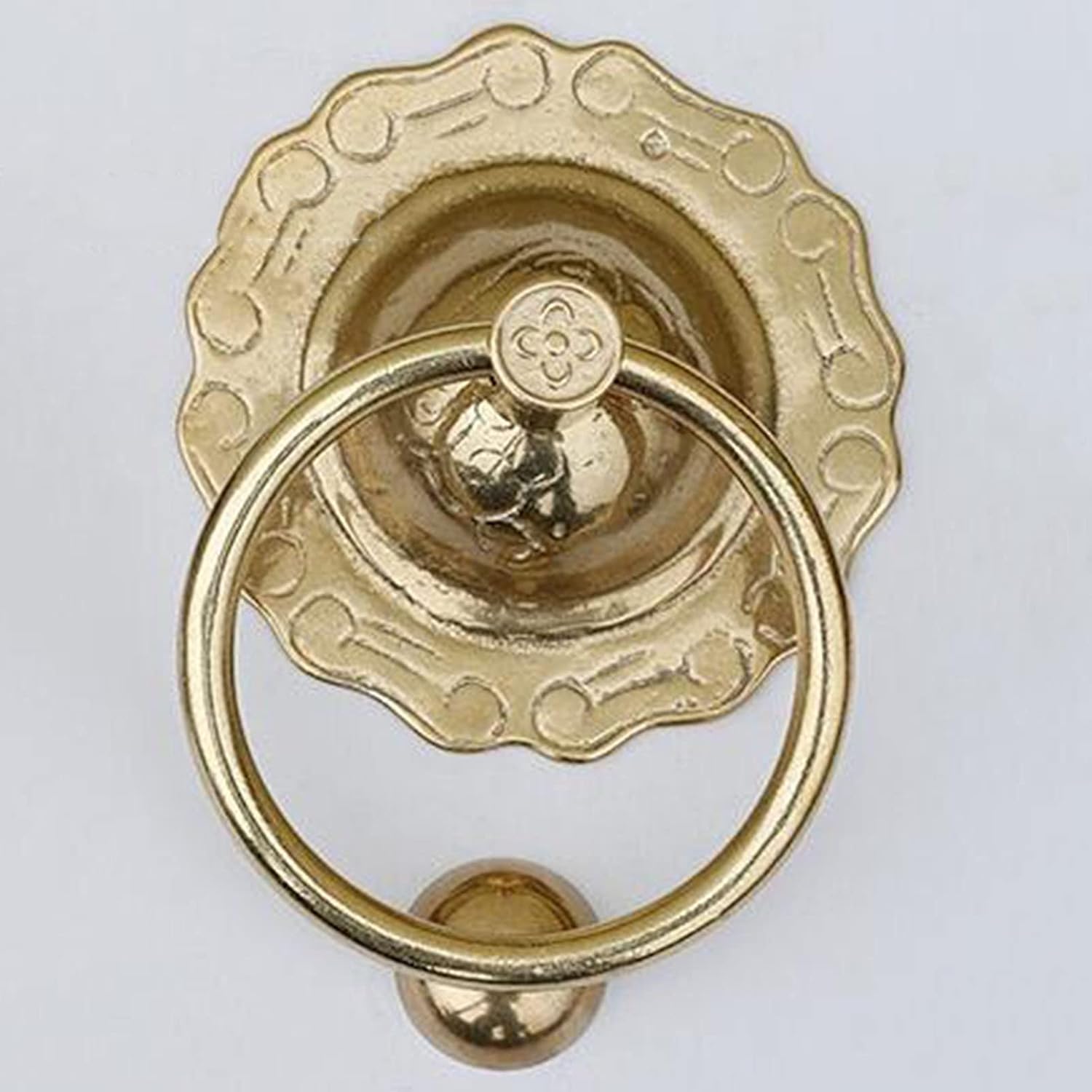 Retro Brass Door Knocker for Front Door (Bronze Flower Shape rustproof Door Handle for Wooden Garden gate)