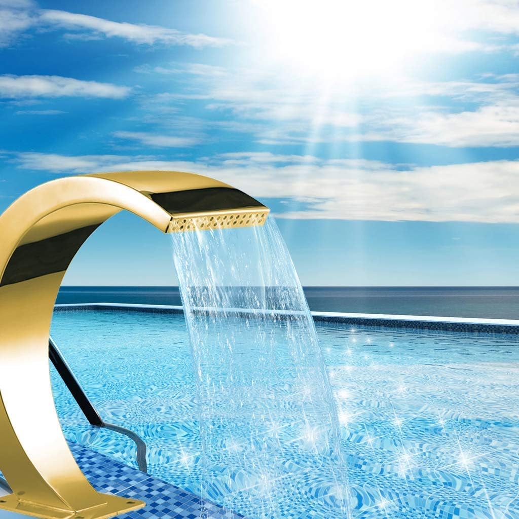 Stainless Steel Waterfall Fountain, Outdoor Pool Fountain, for Garden Fish Ponds, Swimming Pool (Gold-11: 650 * 300mm