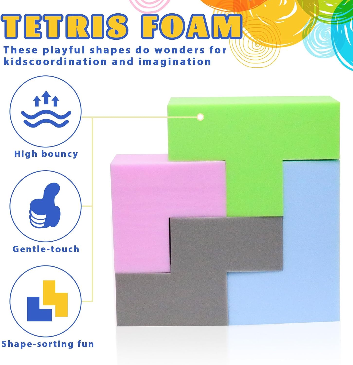 Geometric Shaped Foam Pit Cubes – Soft Foam Building Blocks for Kids, Colorful Stacking Toys, Safe Durable Indoor/Outdoor Play, Classic Geometric-shaped Design for Early Childhood Development