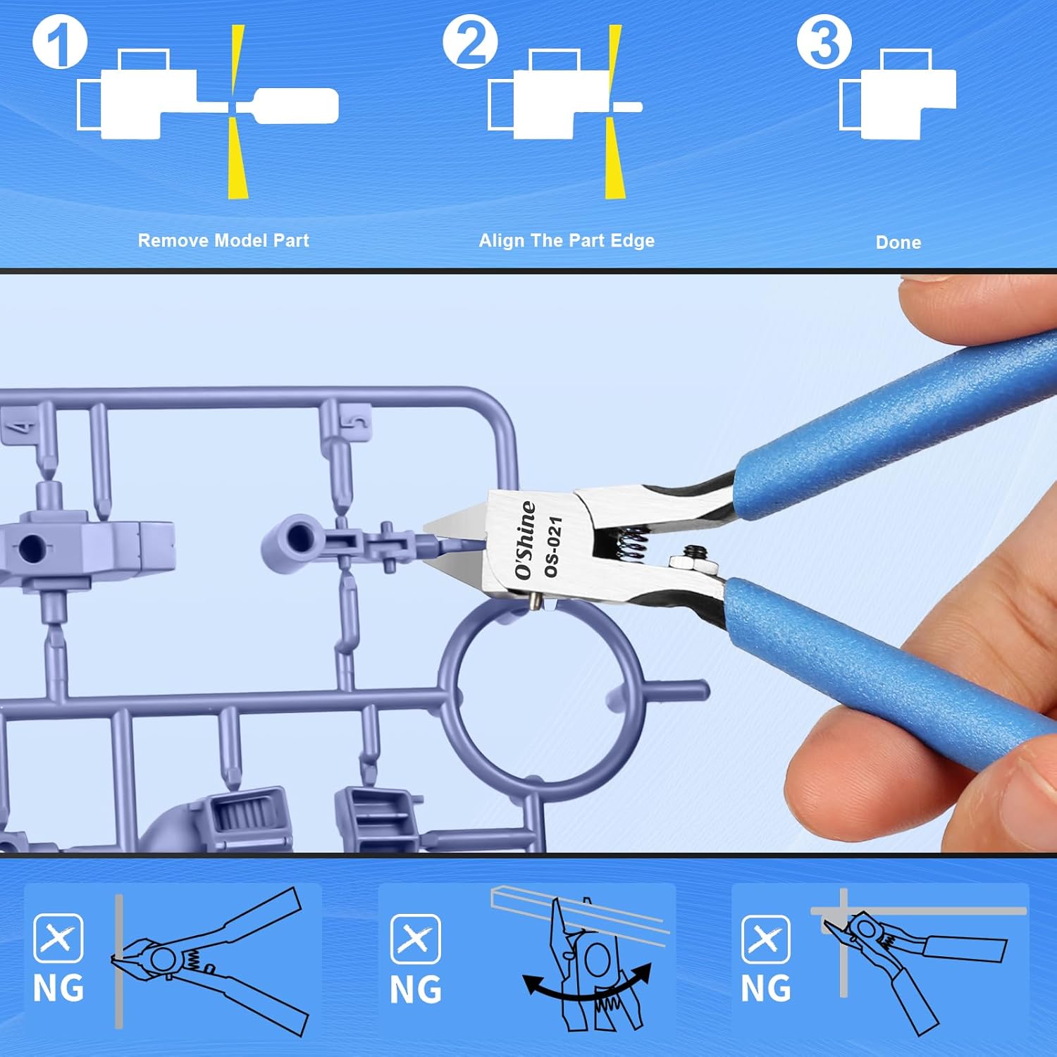 O’Shine Ultimate Single-edged Sprue Cutter, Super Thin & Sharp Model Snips For Plastic Models, Single Blade Gunpla Gundam Model Nippers & Hobby Model Clippers, w/A Plastic Sheath & A Leather Sheath