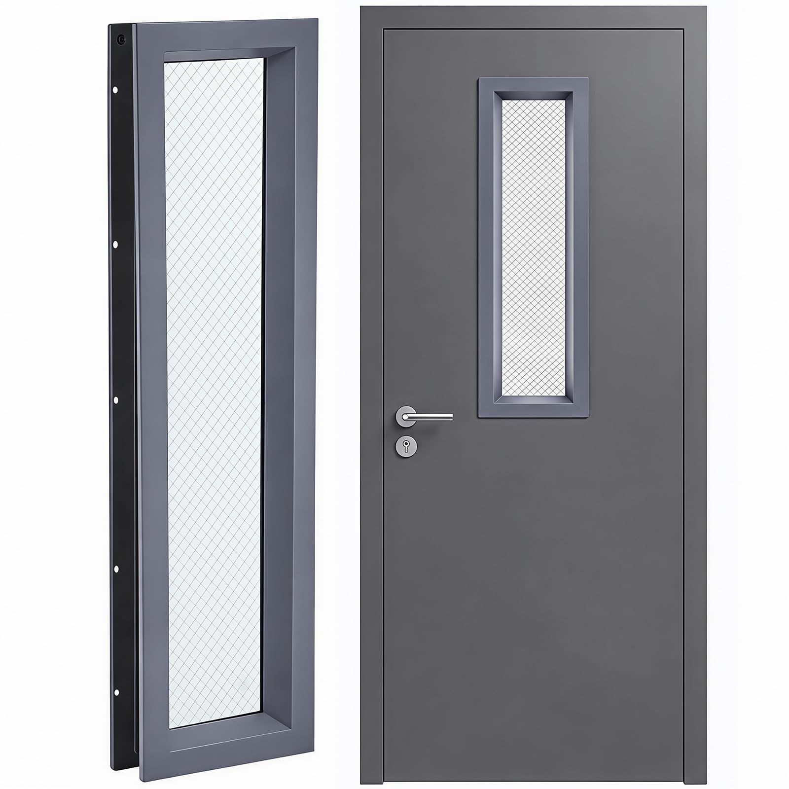 Pushglossy 8" x 32" Door Window Insert Lite Kit, Anti-rust Steel Frame