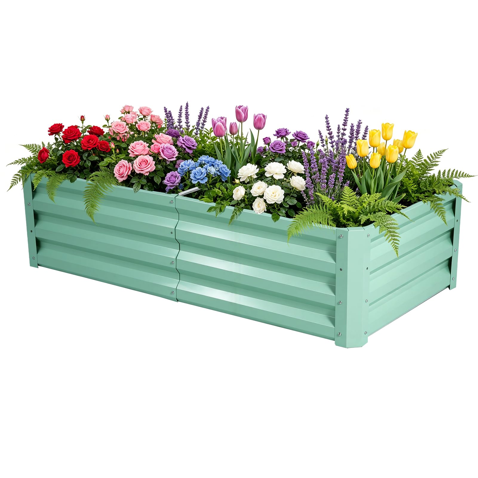 Hondony Raised Beds for Garden, 120 * 60 * 30CM Stainless Steel Garden Planters Outdoor | Metal Raised Garden Bed Planter Box for Vegetables, Fruits, Flowers and Herbs(Light Green)