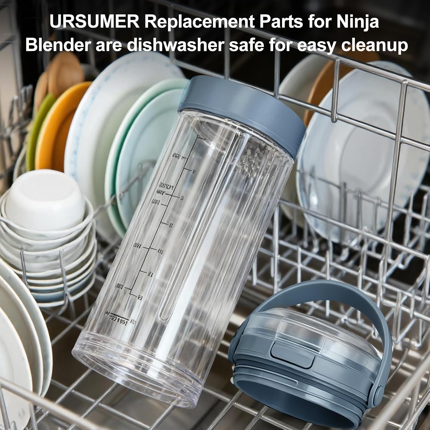 Ninja Blast Accessories 3pcs - Replacement Parts 18oz Blending Vessel Cup & Vessel Cap & Sip Lid with Carry Handle, Compatible with Ninja Blast Portable Blender BC100 Series and BC151 Series Blue