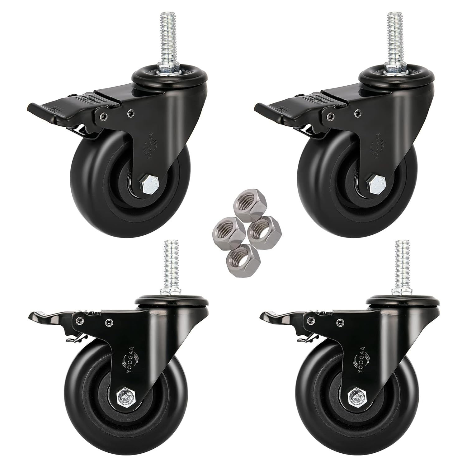 Buy Stem Caster Wheels 5 inch Casters with Safety Dual Locking 1500Lbs