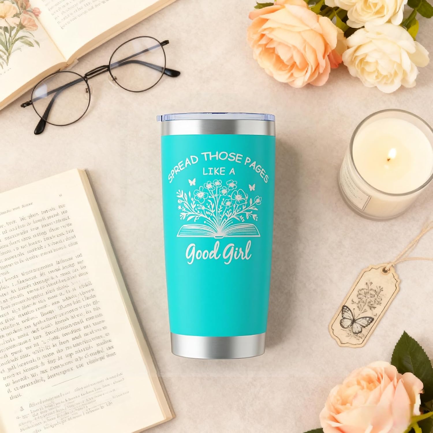 Book Lovers Gifts for Women - 20oz Stainless Steel Tumbler with Lid Straws, Perfect Bookish Gift for Readers, Book Club Gifts, Reading Accessories for Bookworms - Image 4