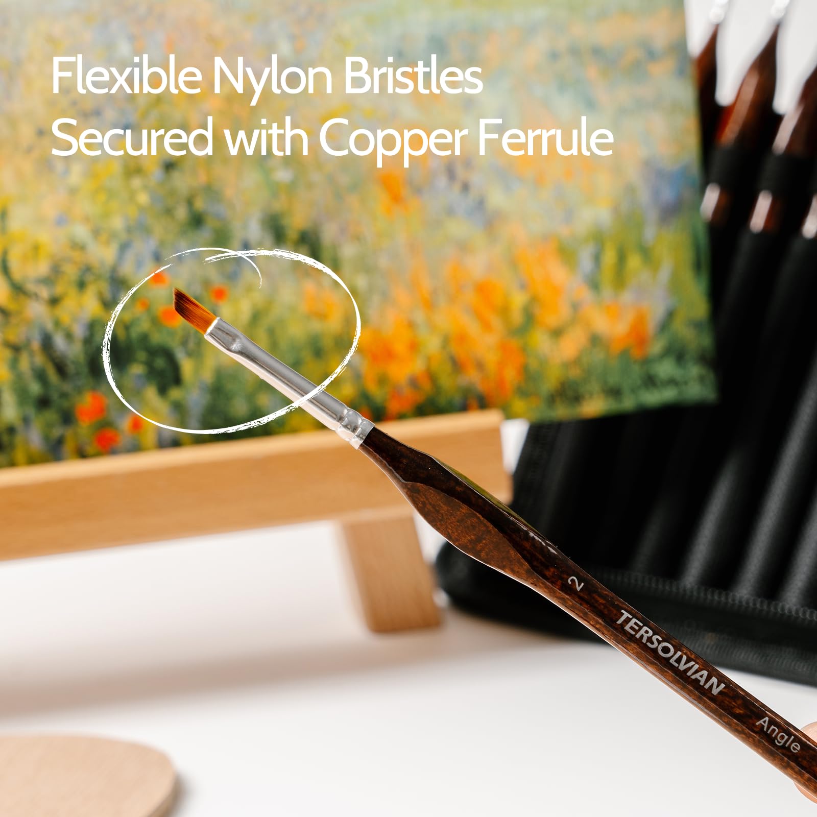 Juego de 20 pinceles de pintura en miniatura, cerdas de nailon, mango de madera natural, juego de pinceles para pintura acrílica, pincel de pintura de detalles con estuche de transporte
