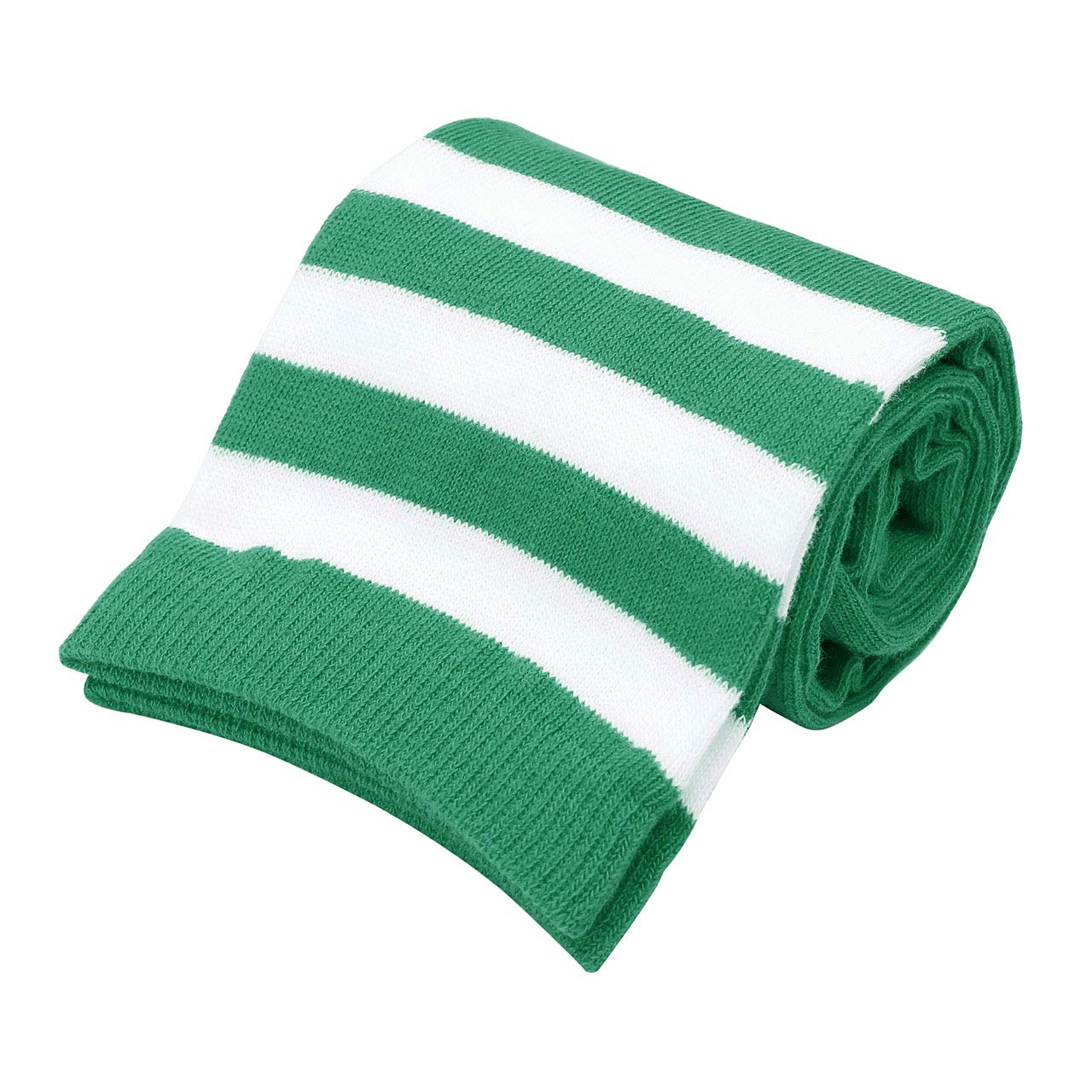 Women Knee High Socks Cotton Triple Striped Stockings Athletic for Baseball Sports Halloween Costume Christmas: One Size Green