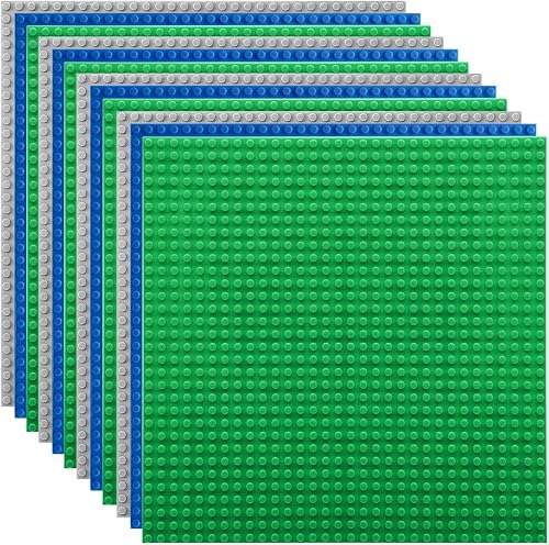 Lekebaby Classic Baseplates Building Base Plates for Building Bricks 100% Compatible with Major Brands-Baseplates 10" x 10", Pack of 12