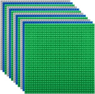 Lekebaby 12 Pack Classic Baseplates 10" x 10", Building Base Plates for Building Bricks, 100% Compatible with Major Brands and Activity Table-Baseplate, Sturdy & Safe, Age 3 and up Kids, Multicolored