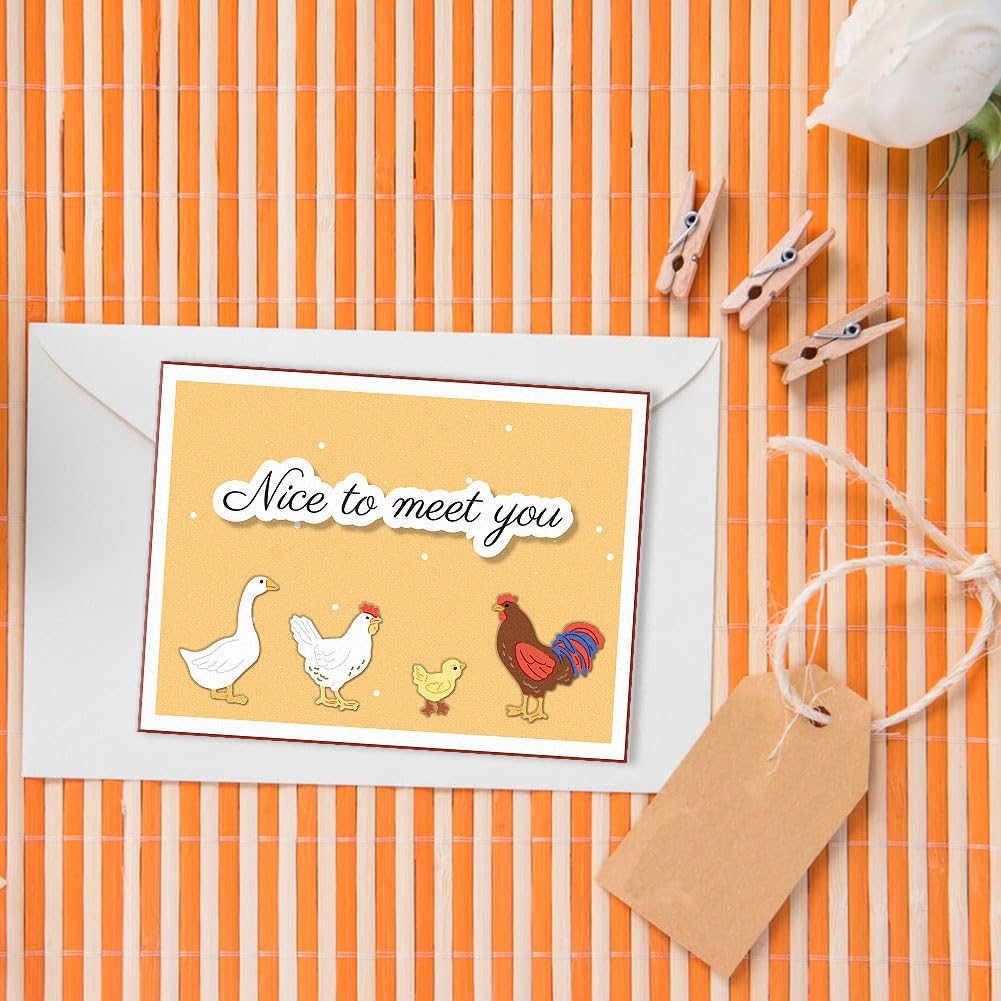DELORIGIN 8 Styles Farm Animals Cutting Dies Card Making Die Cut Carbon Steel Die Cuts Stencils Card Scrapbooking Embossing Template Dies for DIY Paper Craft Card Albums Gift Card Decor - Image 3