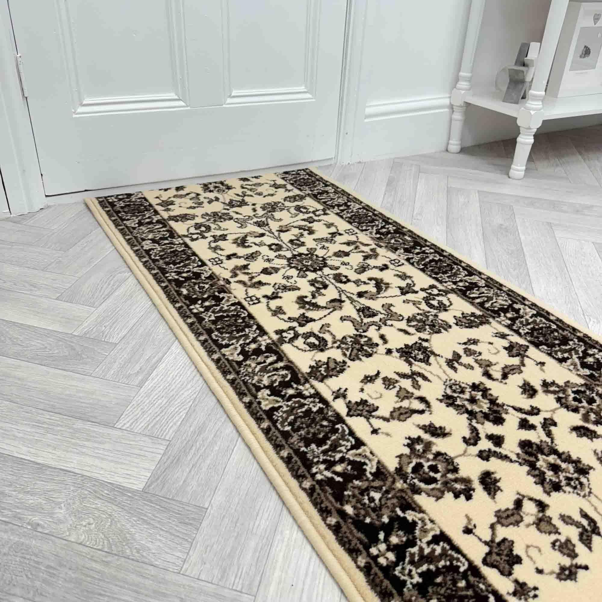runrug Soft & Luxurious Hallway Runner Rug - Comfortable Carpet for Hall, Kitchen & Corridor - Multiple Sizes - Stain-Resistant, Dirt-Resistant - 360cm x 70cm - 9mm Thick - Traditional, Ivory