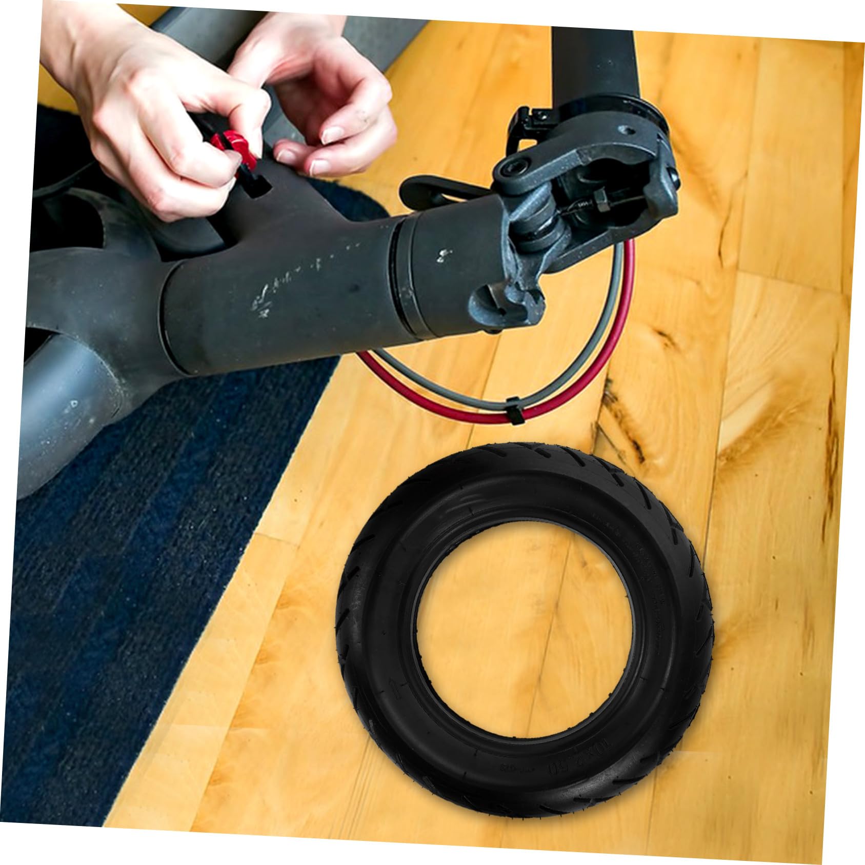 Neumático de Caucho para Scooter Eléctrico 10x2.5 Negro Resistente y Antideslizante Fácil Instalación y Reemplazo Rápido para Patinete Eléctrico
