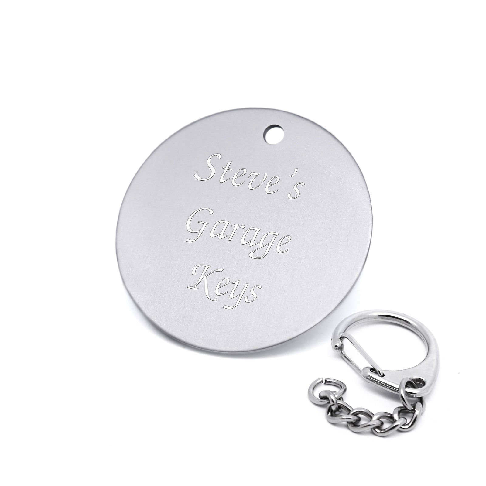 County Engraving Personalised Large Silver Tag Keyring Disc - Enter Your Own Custom Text
