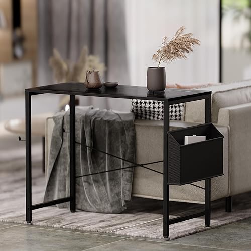 Miniatura 5 de Pamray - Escritorio de computadora de 32 pulgadas para espacios pequeños con bolsa de almacenamiento, escritorio de trabajo de oficina en casa con