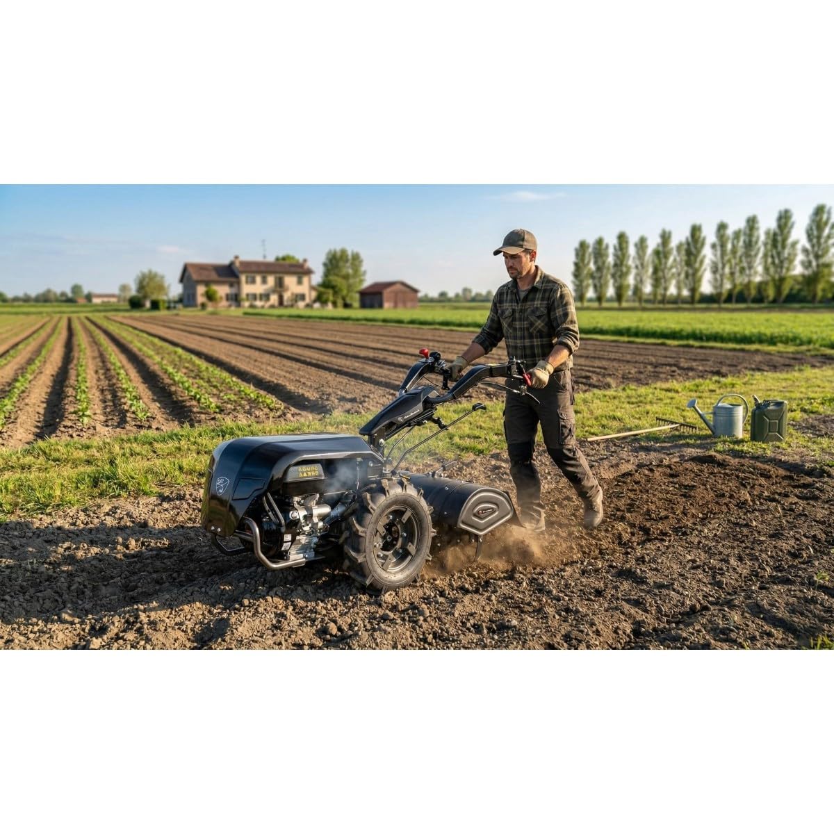 by Tonino Lamborghini GM - Motocultor a Gasolina Profesional 18HP (500cc), Aradora con Arranque Eléctrico, Ancho de Trabajo 800mm, Transmisión de Engranajes y Diferencial