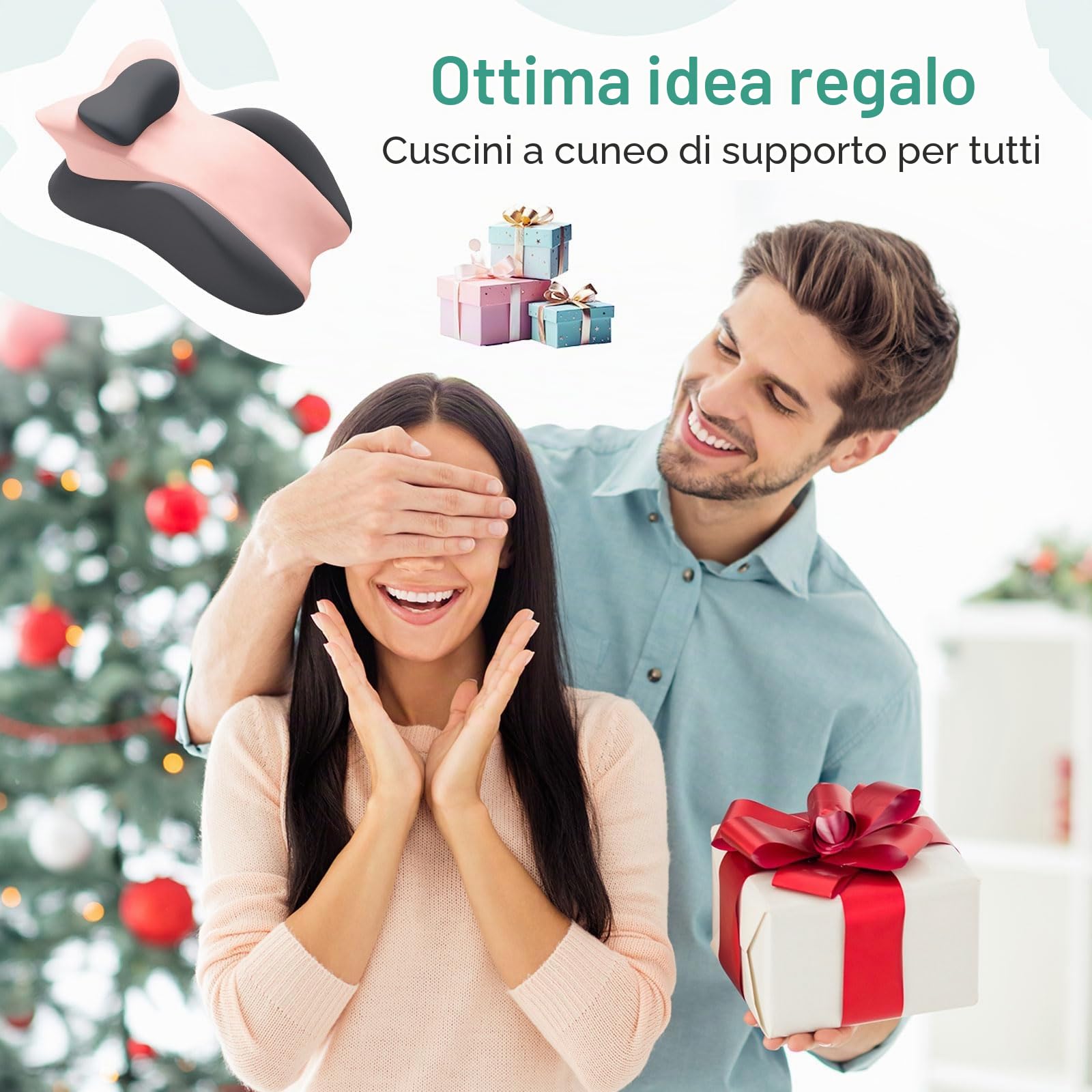 Cuscino a Cuneo in Memory Foam per Posizione Prona, Cuscino da Lettura per Testata del Letto, Cuscino da Letto per Sedersi, Sollievo dal Dolore alla Schiena, Collo e Gambe, Ideale per Coppie 58cmx38cm