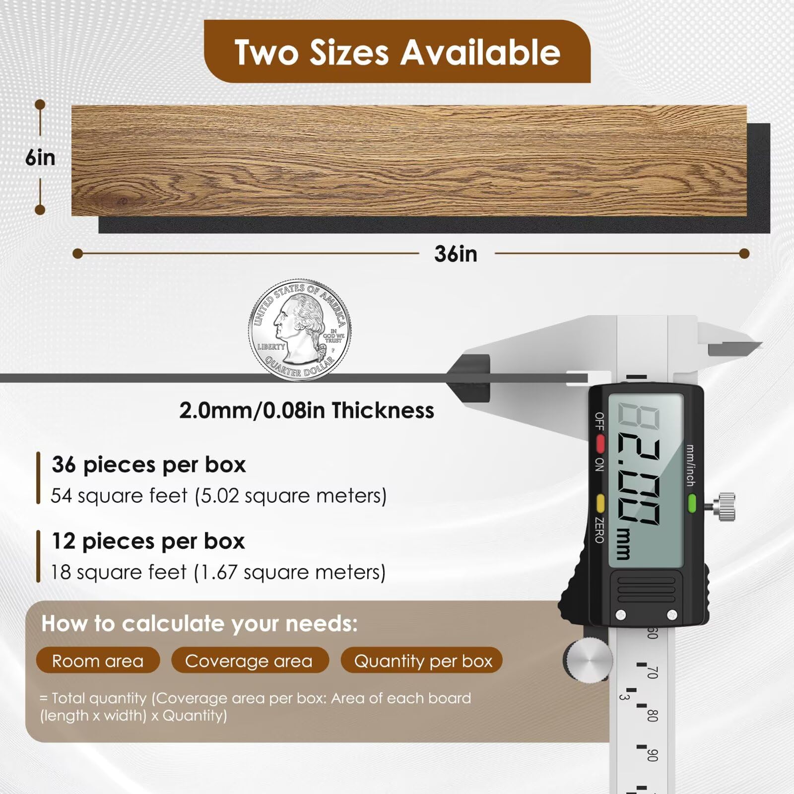 DEXDE Pavimenti in vinile Peel and Stick, confezione da 36 pezzi, 54 mq, impermeabili, autoadesive, texture con venature del legno naturale, resistenti, per cucina, bagno, camper e decorazioni per la