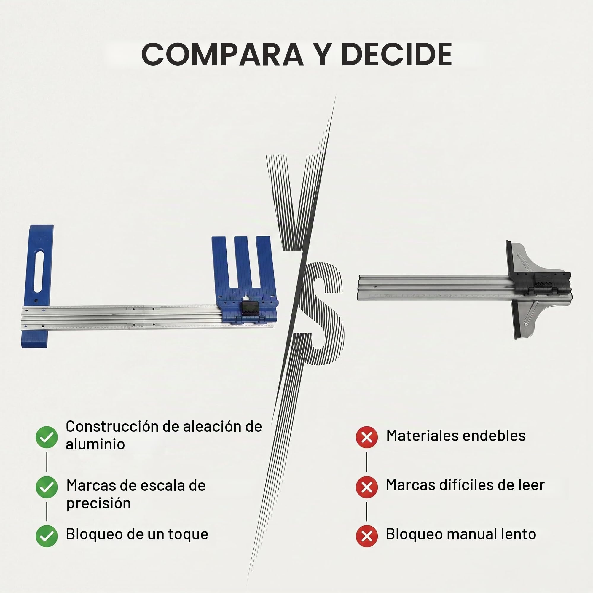Guía de sierra circular de aleación de aluminio para carpintería, corte 0-65 cm