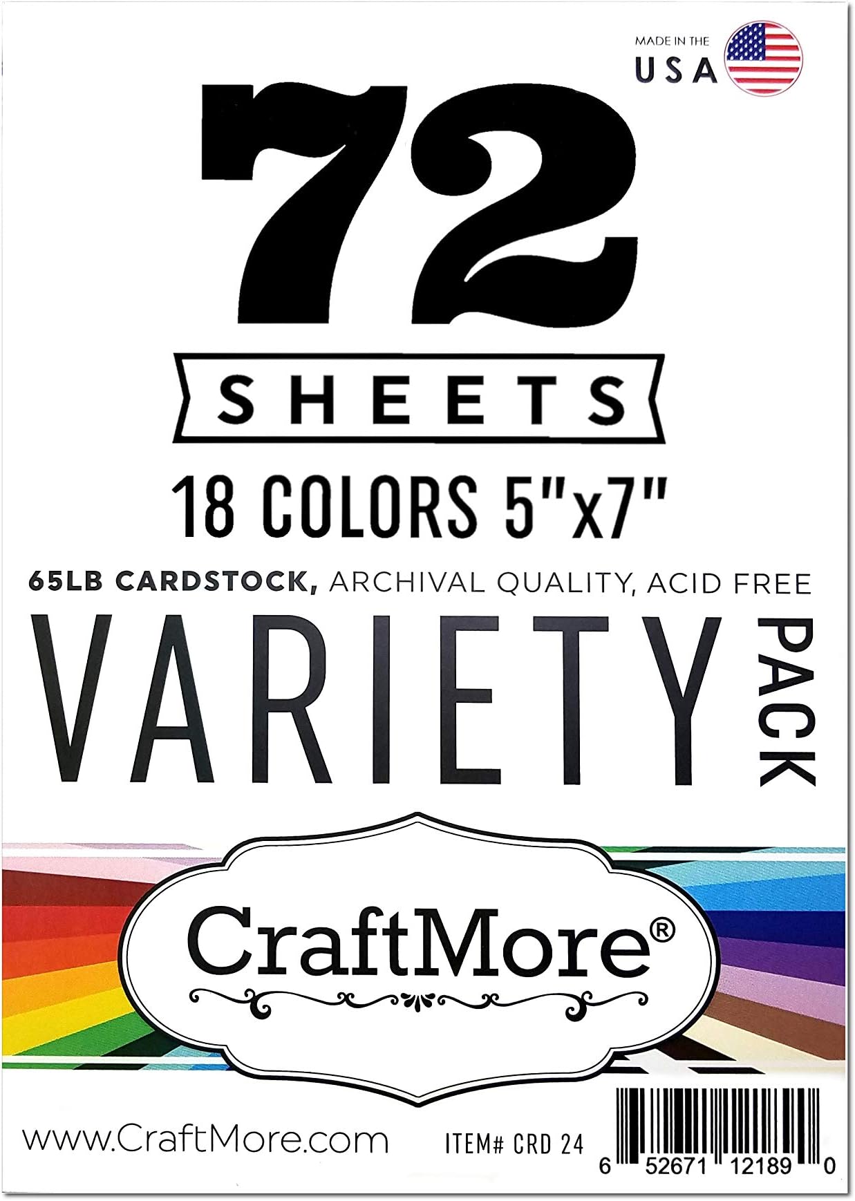CraftMore Card Stock Variety Essential Pack, 5 by 7 Inches, 72 Sheets