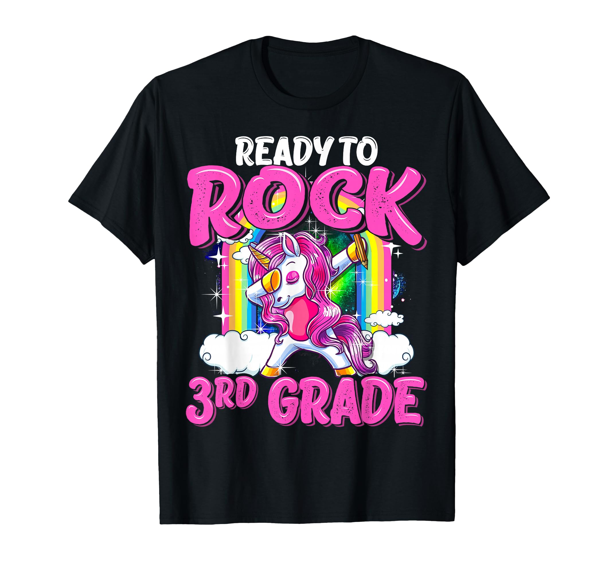 Ready to Rock 3rd Grade Dabbing Unicorn Back to School Girls T-Shirt