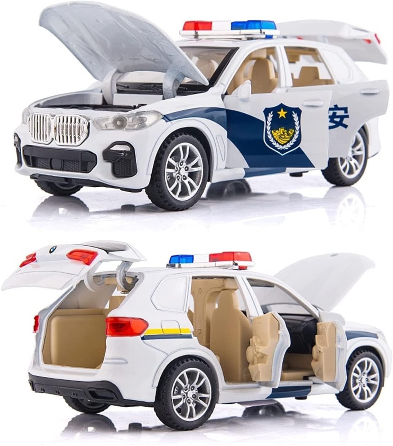 VARIYA ENTERPRISE® 1:32 BMW X7 Police Toy Car Metal Pull Back Diecast Car with Openable Door and Sound Light, Gifts Toys for Kids【 White 】
