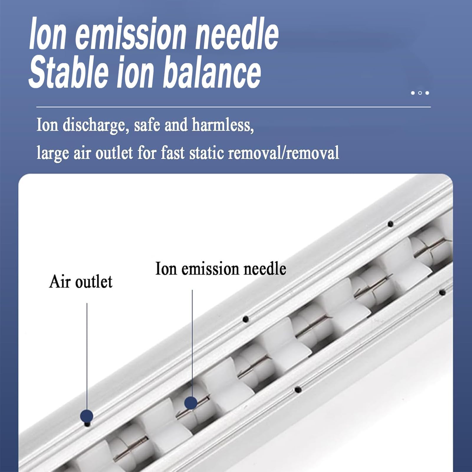 Varilla de aire ionizante de electricidad estática de 60 cm, ionizador antiestático con generador de alta tensión de 7 kV, varilla eliminadora de estática para eliminación de cargas electrostáticas