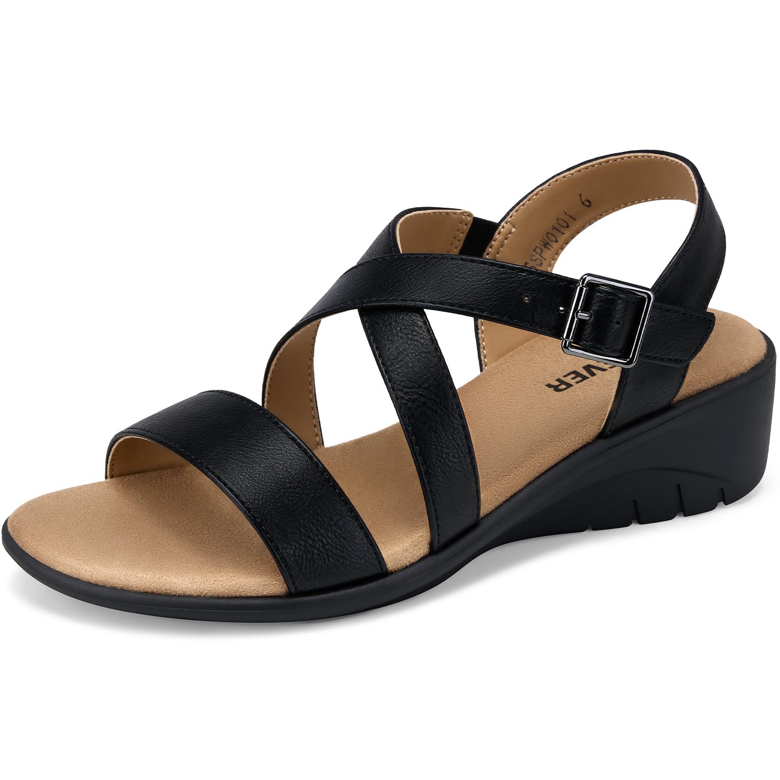 SHIBEVER Wedge Sandals for Women Dressy: Comfortable Low Heel Sandals | Adjustable Casual Dress Shoes with Cushioned Insole and Non-Slip Sole, All-Day Walking
