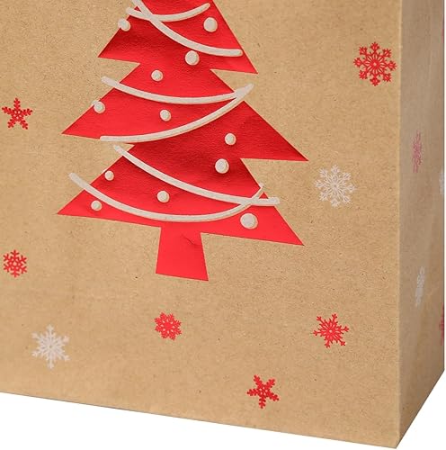 Miniatura 5 de Vammy Paquete de 24 pequeñas bolsas de regalo de Navidad con asas, 6 diseños, bolsas de papel kraft de Navidad a granel para Navidad, fiestas y