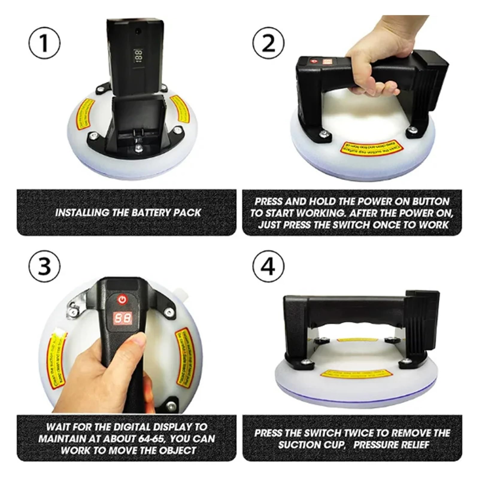 Ventosa de vacío eléctrica de 8 pulgadas for azulejos de vidrio, fuerte capacidad de rodamiento de 280kg, ventosa de vacío eléctrica de 2400mAh con bomba de aire