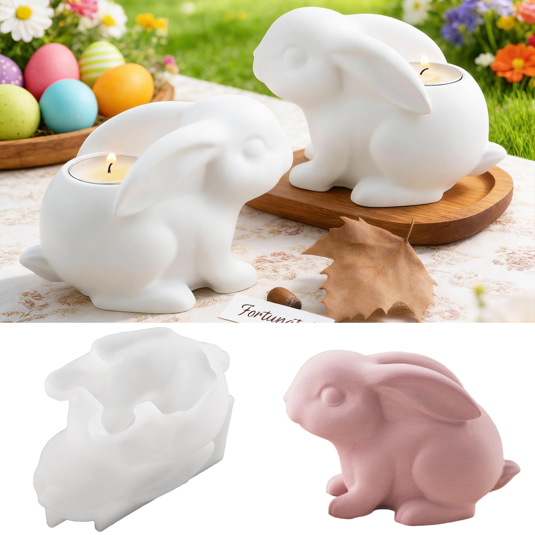 Ostern Kaninchen Silikonform,Silikonformen Ostern,3D Osterhase Kerzenformen Seifenform,Kaninchen silikonformen,Gipsform Silikonform