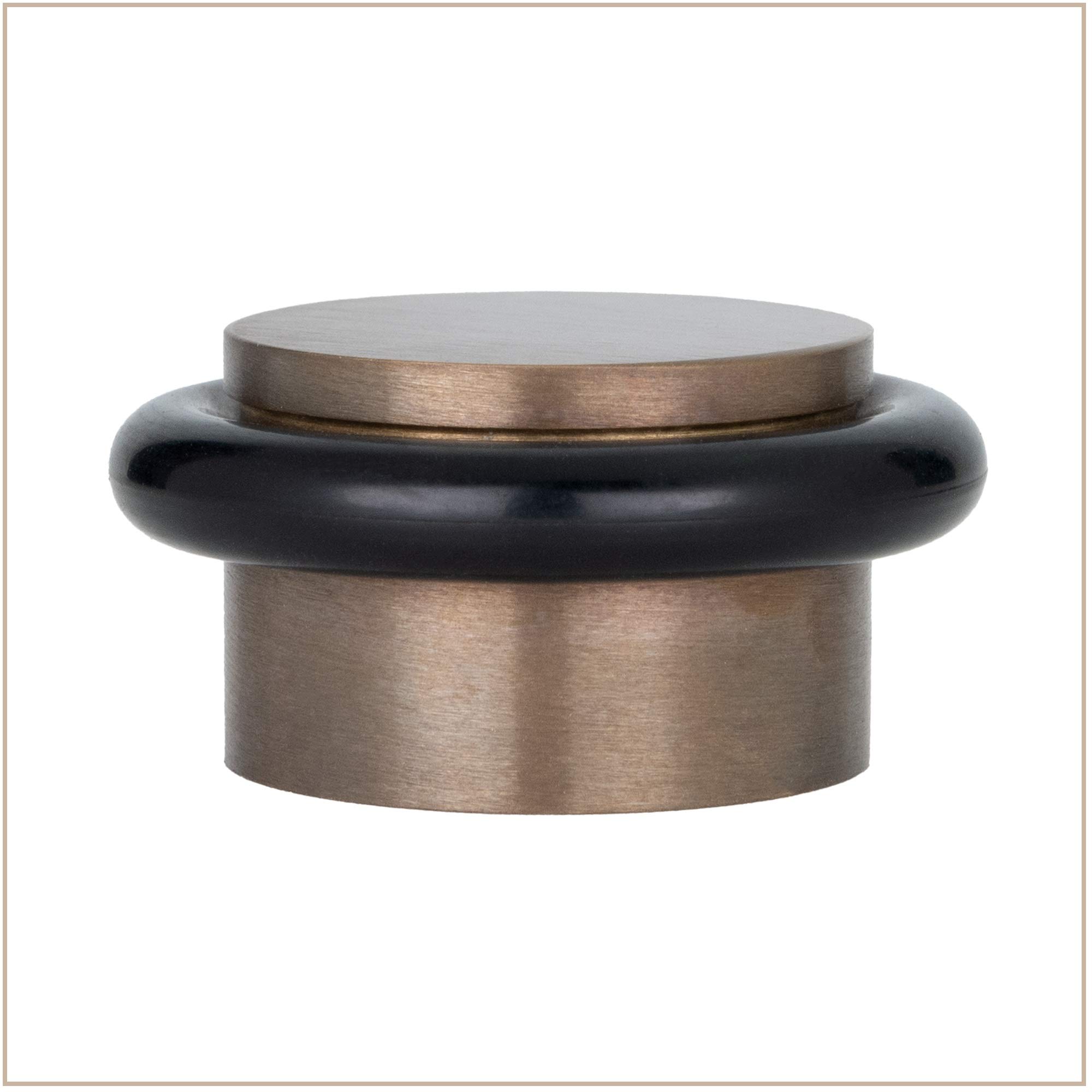 EVI Herrajes | Adhesive Door Stop | Ø28x20mm | Floor Mounted | Rustic Brass Finish | Silicone Protection Rubber | I-103-RU